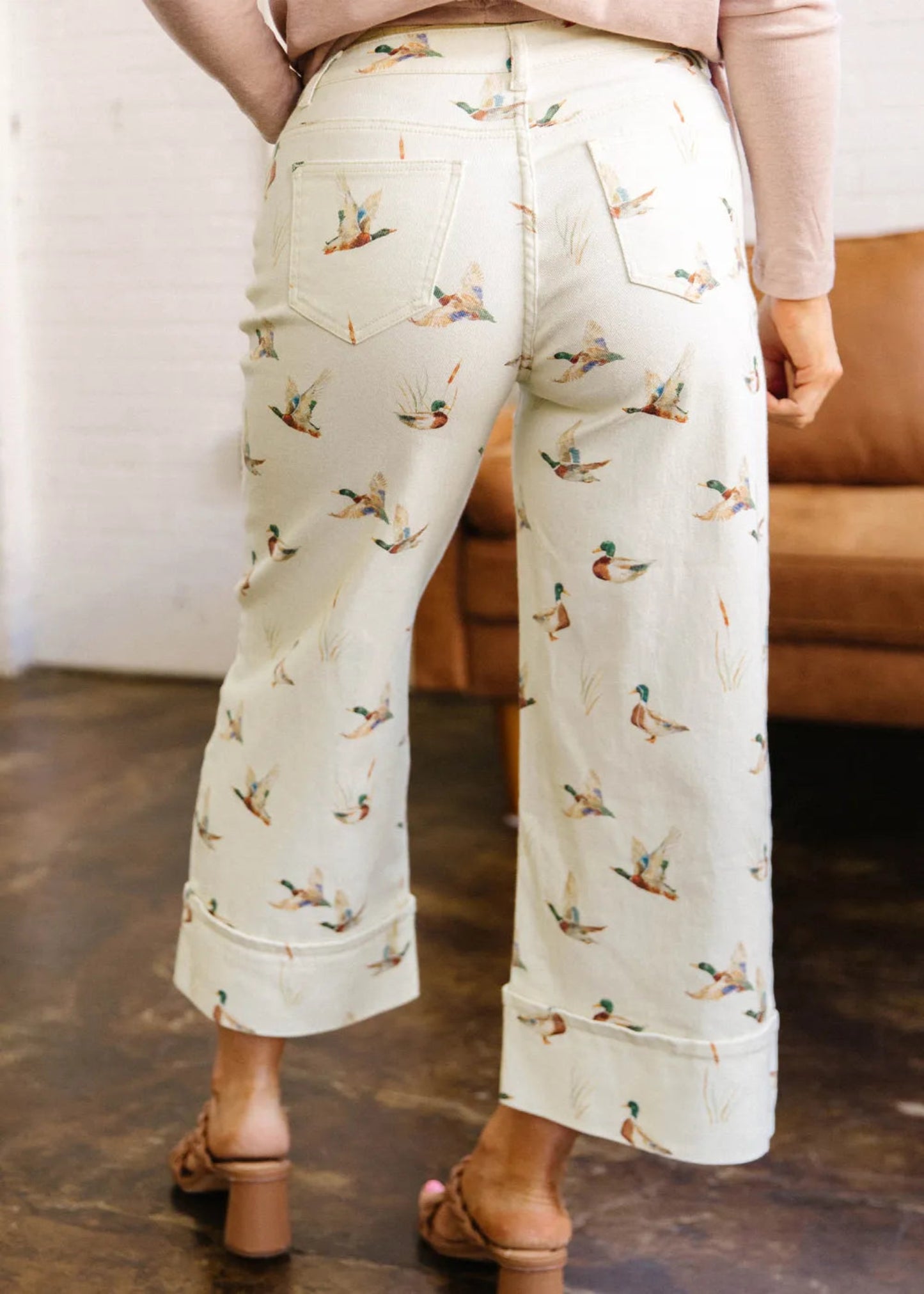 MALLARD PRINT JEANS - BEIGE