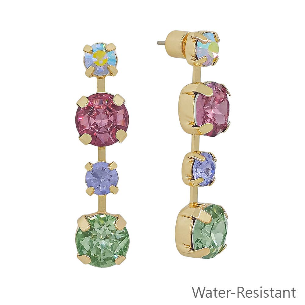 Light Multi Crystal 1" Stud Drop Earring