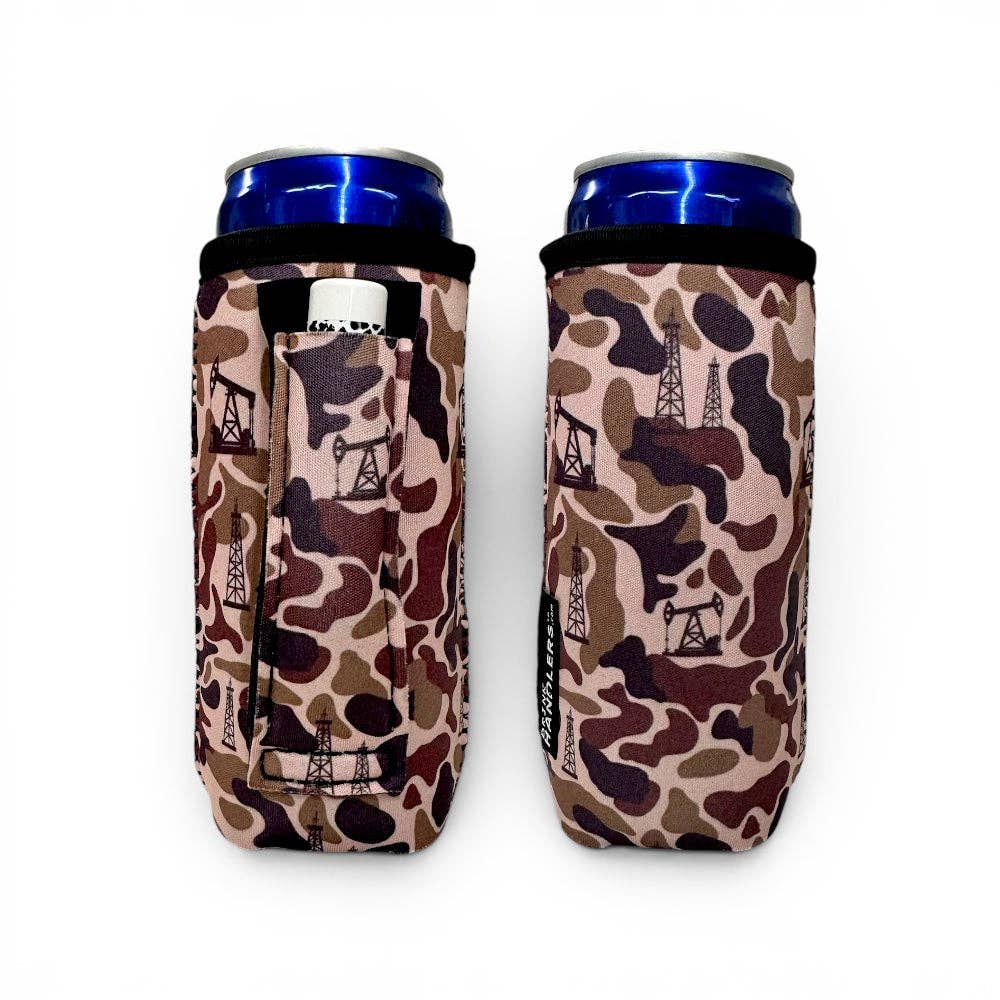 Oilfield Camo 12-16oz Slim Can Handler