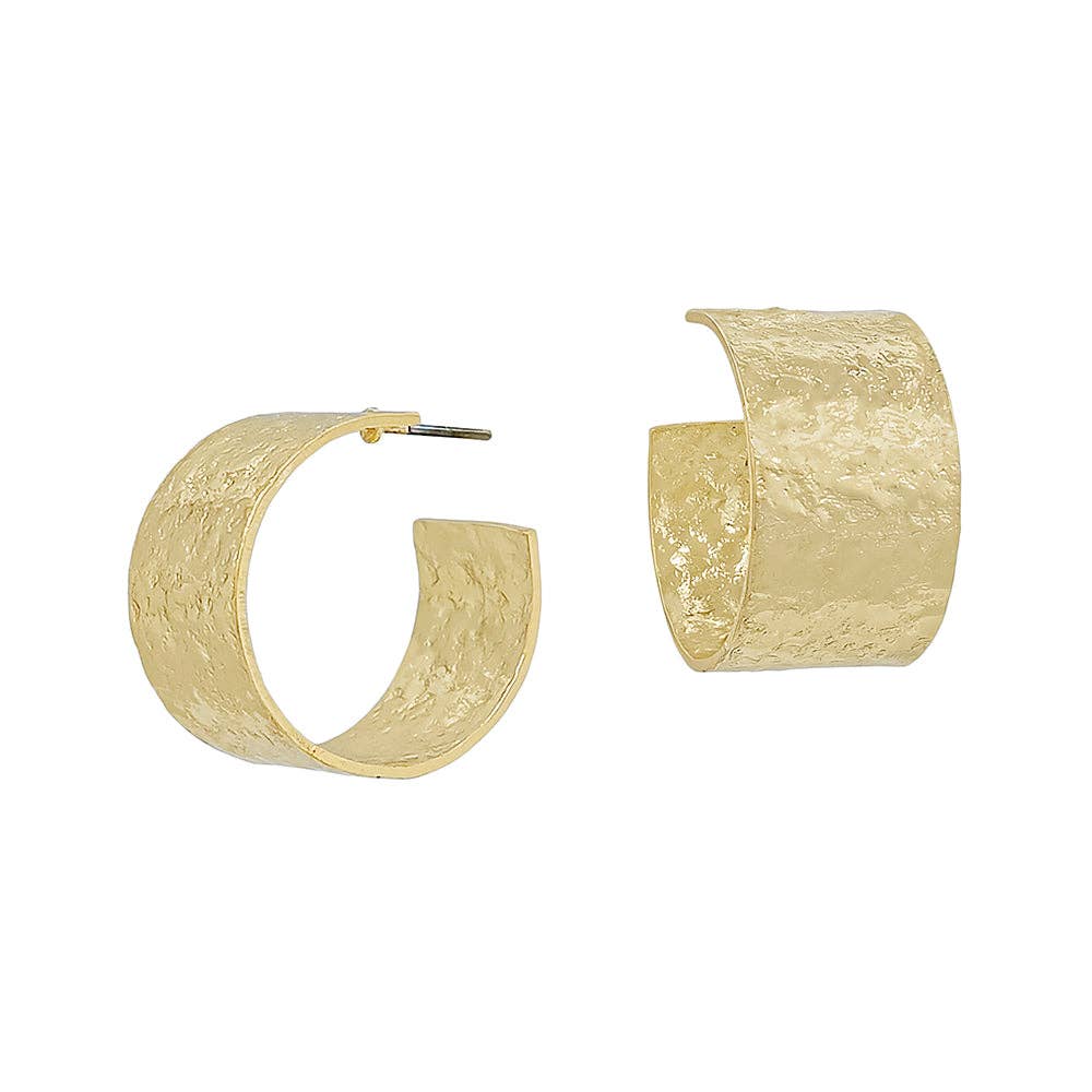 Gold Textured 20MM Hoop, 12MM Wide