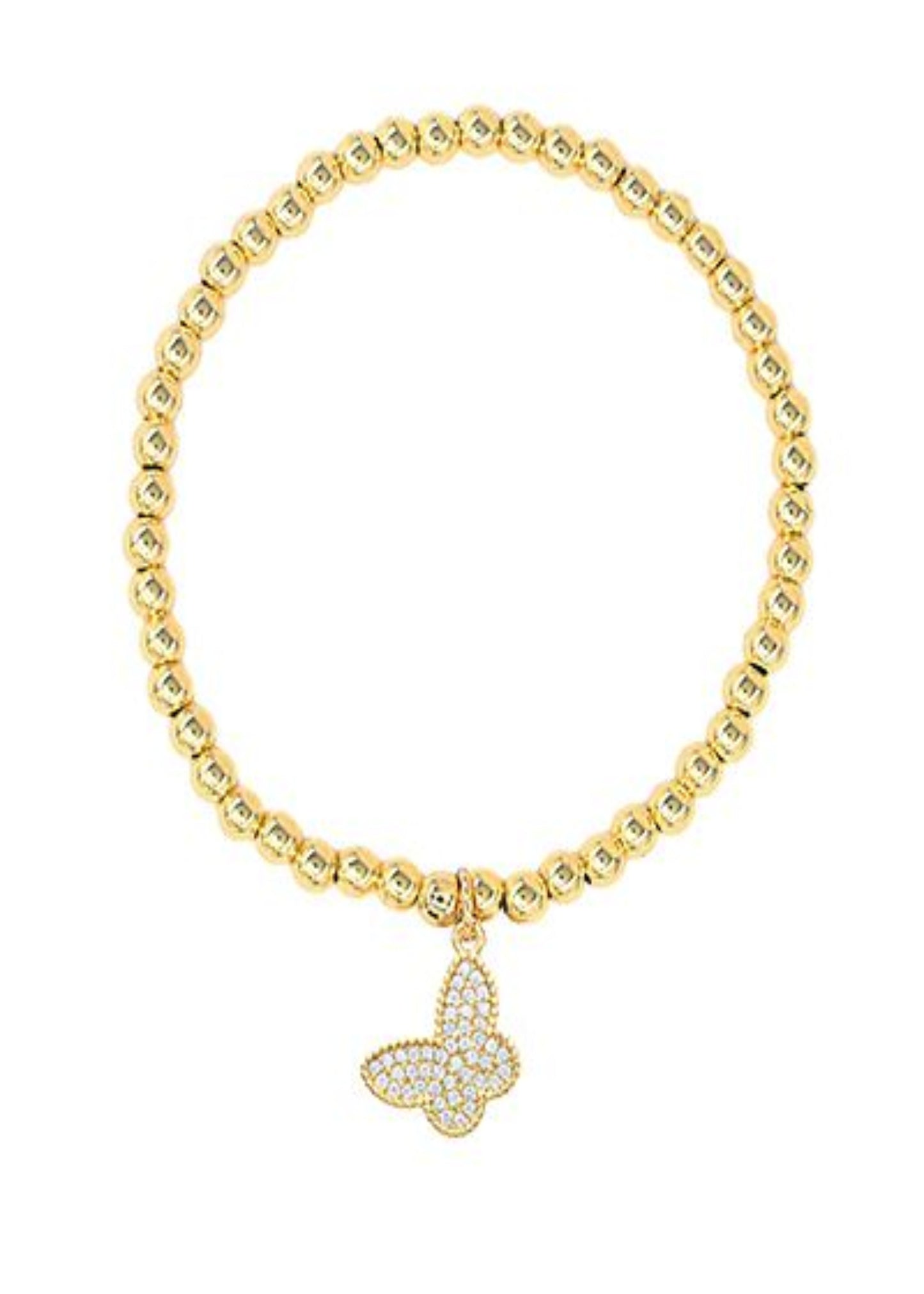 Butterfly Stainless Steel Ball Bracelet