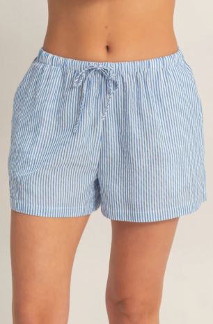 JERSEY STRIPED SHORTS - LIGHT BLUE