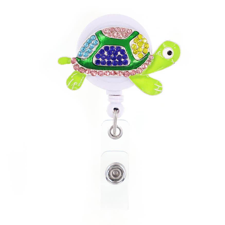 Colored Turtle Sparkle and Shine Rhinestone Badge Reel