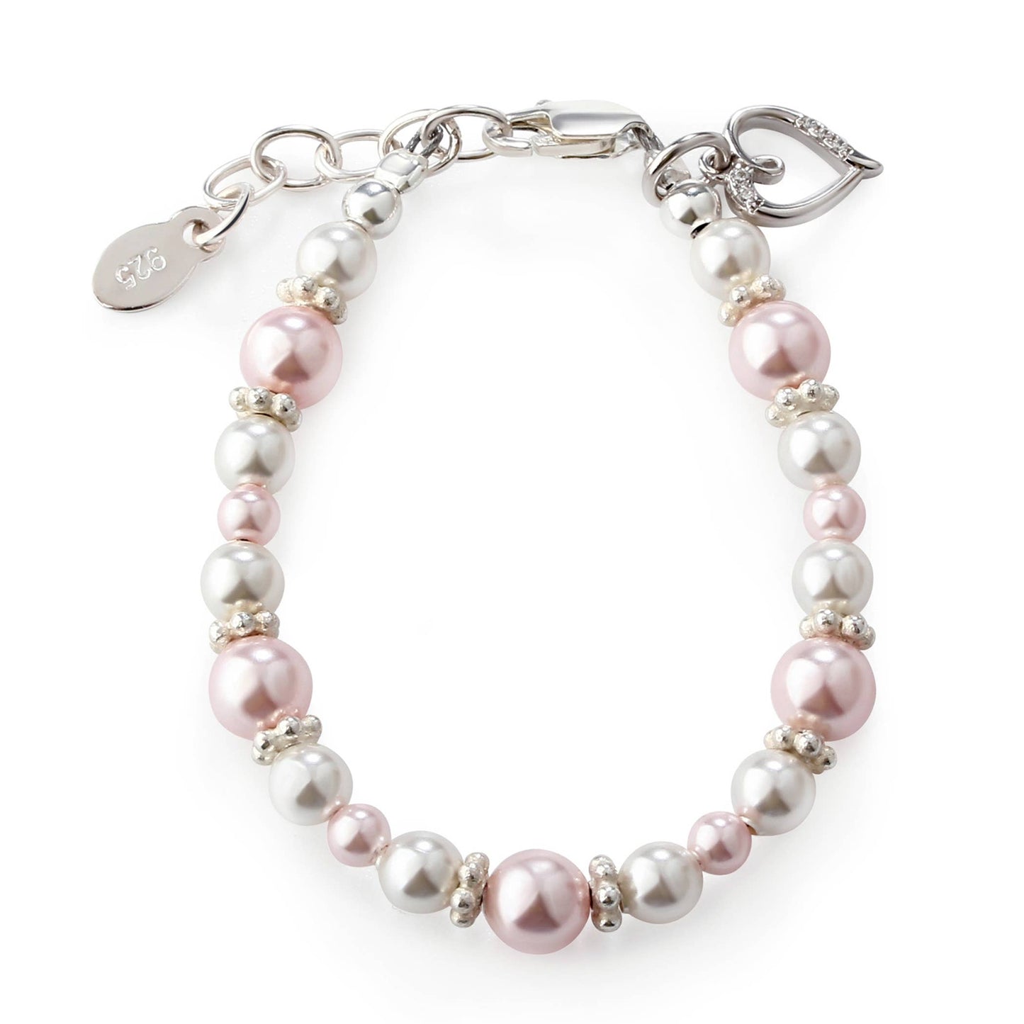 Children's Sterling Silver Pink & White Pearl Baby Bracelet