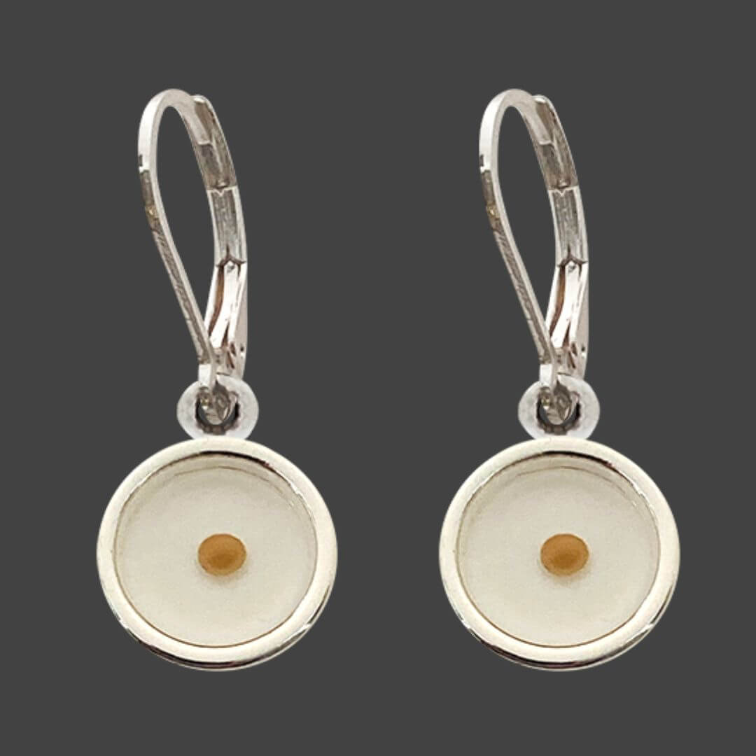 Round Shaped Mustard Seed Lever Back Earrings