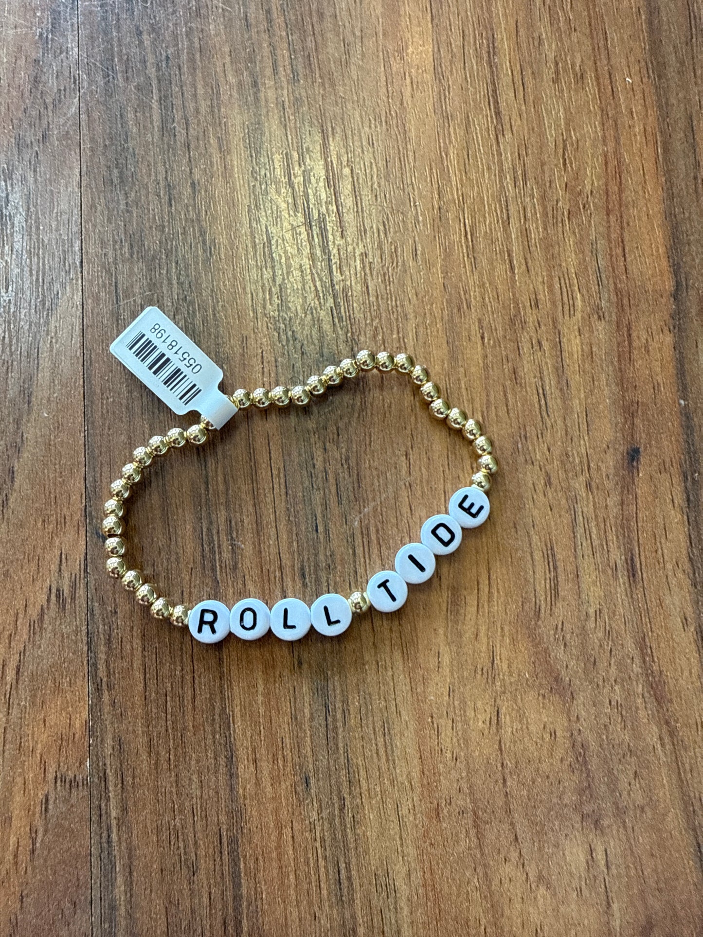 ROLL TIDE 4MM GOLD BALL WORD BRACELET