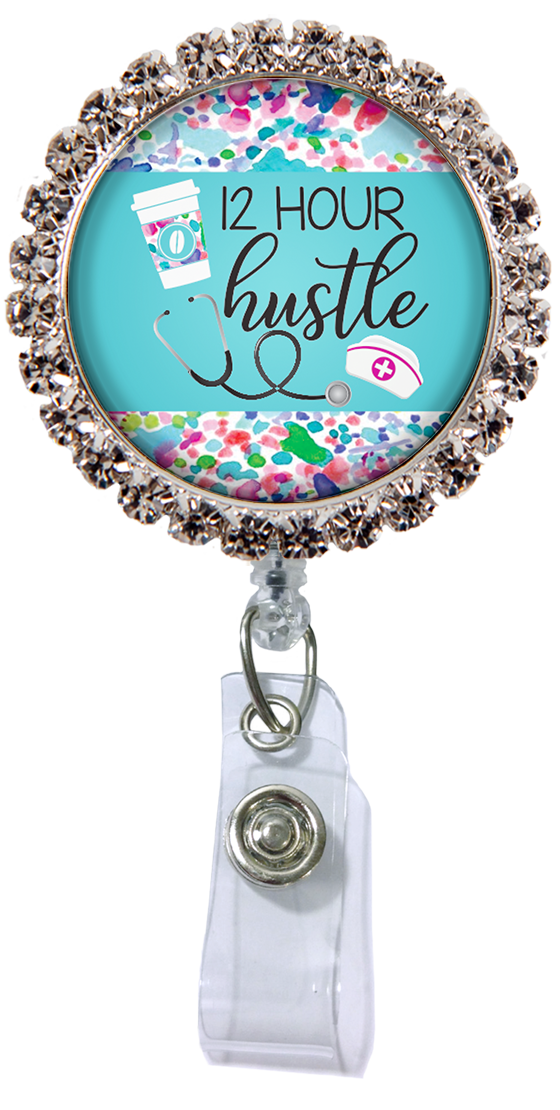 12 Hour Hustle - Badge Graphix with Rhinestones