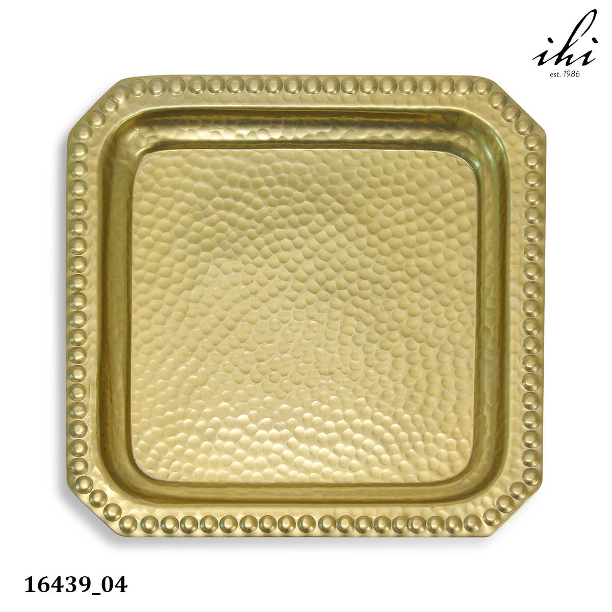 GOLD SQUARE BEADED EDGE TRAY