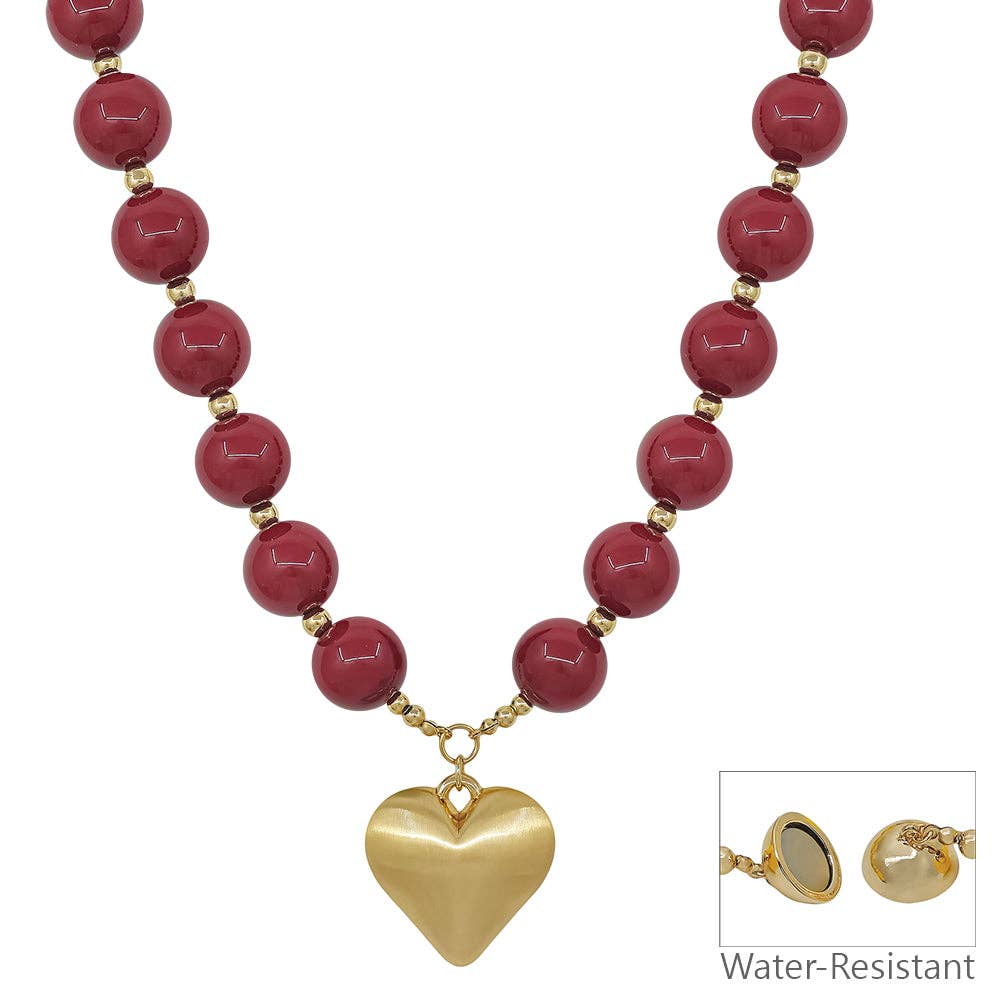 16MM Red Beaded Necklace