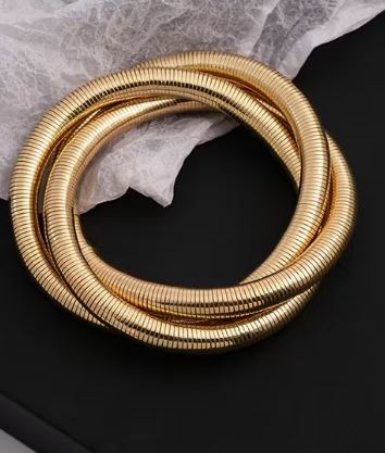 Chain Bracelet And Flexible Wide Cuff Bangle