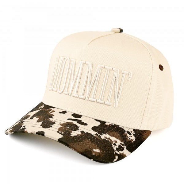 Two Tone "MOMMIN'" Canvas Embroidered Baseball Cap