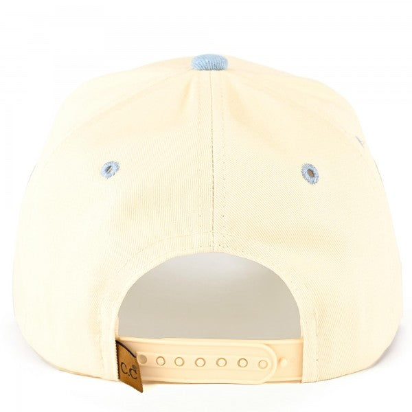 Two Tone Canvas Embroidered Flower Flag Baseball Cap