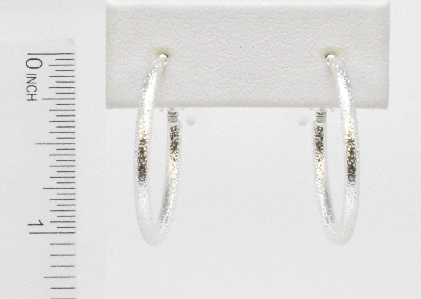 Textured Silver 1" Hoop Earrings
