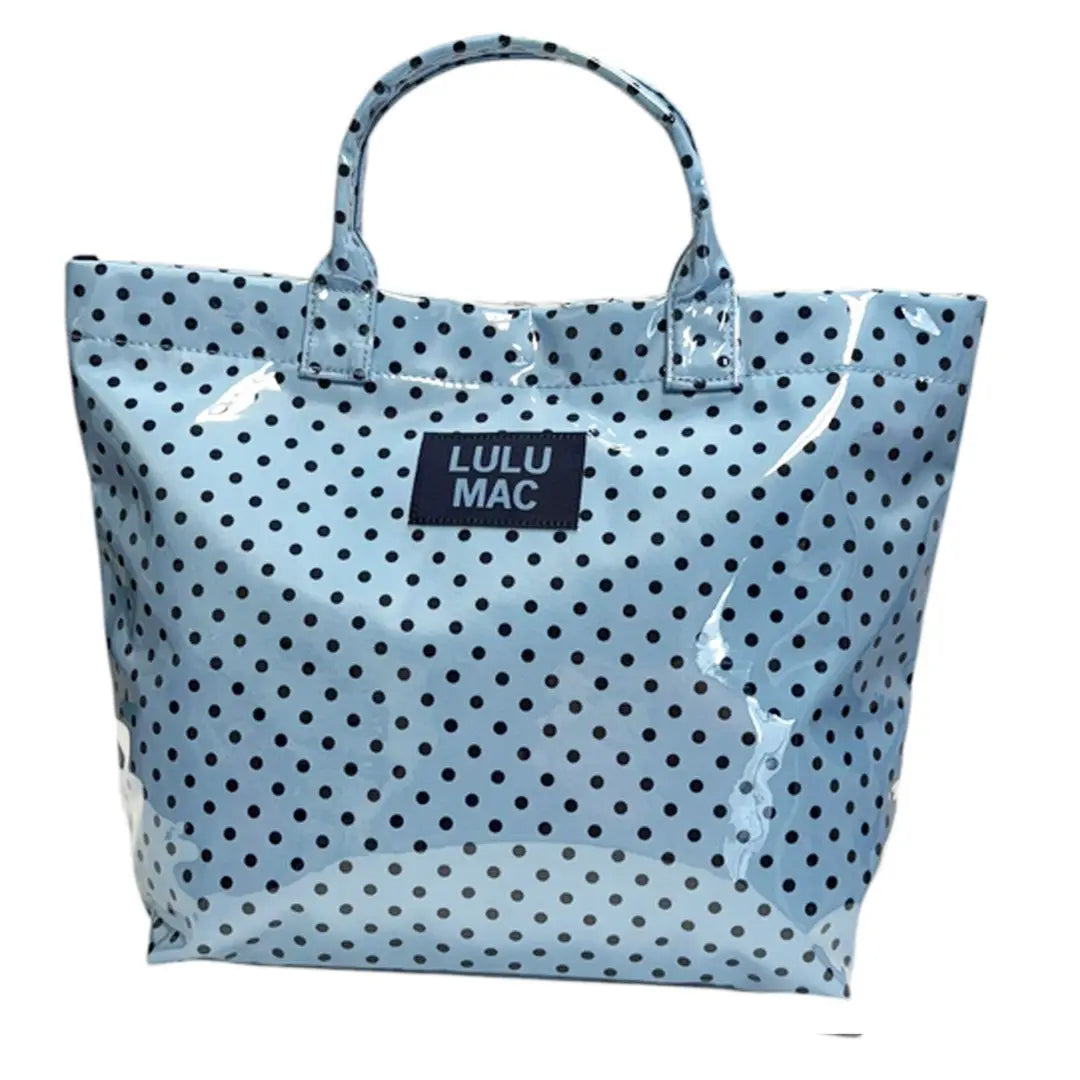 TOTE BAG BLUE AND BLACK POLKA DOT