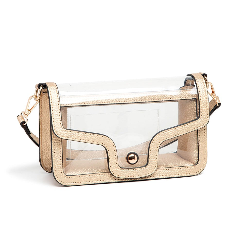 Clear Vegan Leather Crossbody Wristlet Clutch