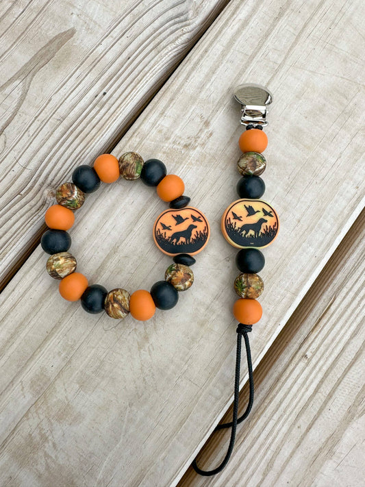 WS Duck Dog Pacifier Clip/Teething Ring