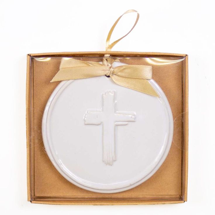Cross Embossed Ornament White