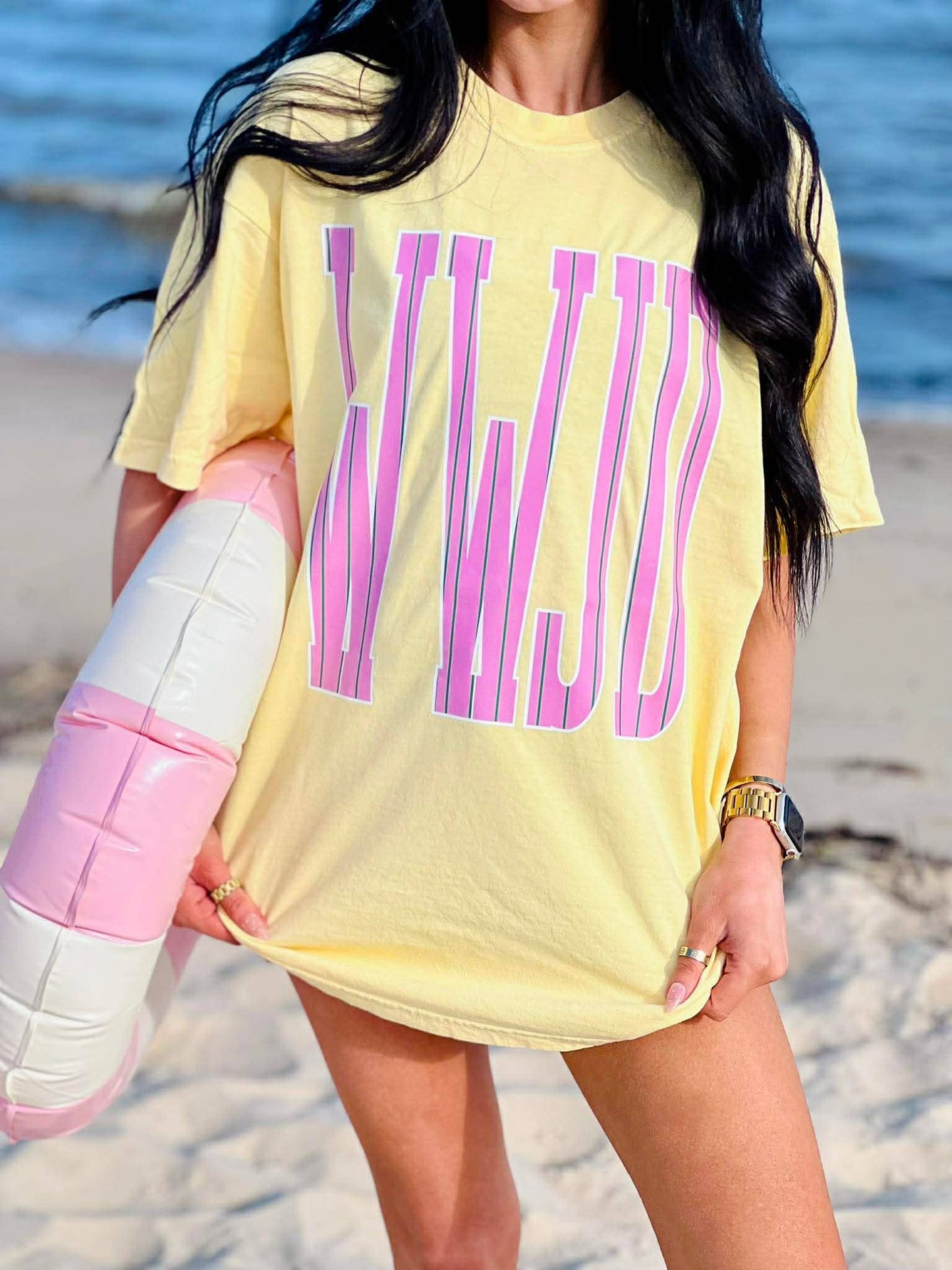 WWJD JUMBO GRAPHIC TEE - BUTTER