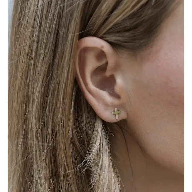 Classic Cross Studs in 14k Gold filled