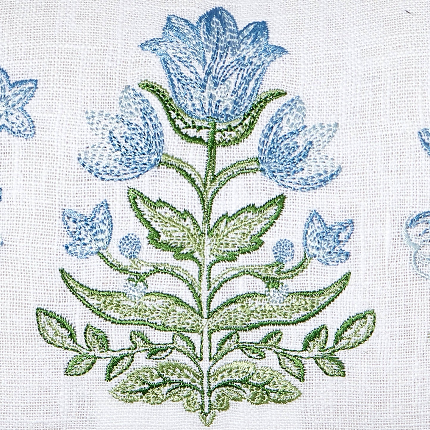 Three Mughal Flowers Embroidered Pillow