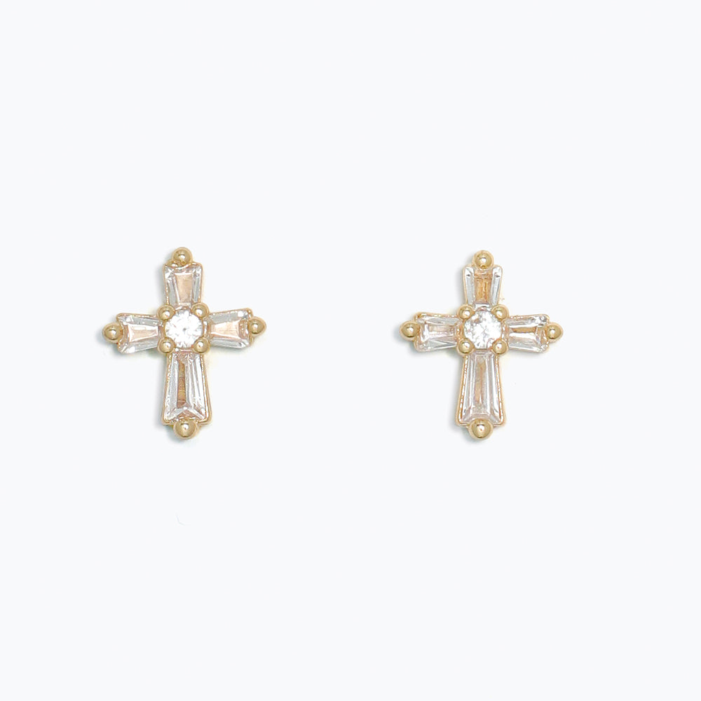 DELICATE CZ CROSSES GOLD-EARRINGS