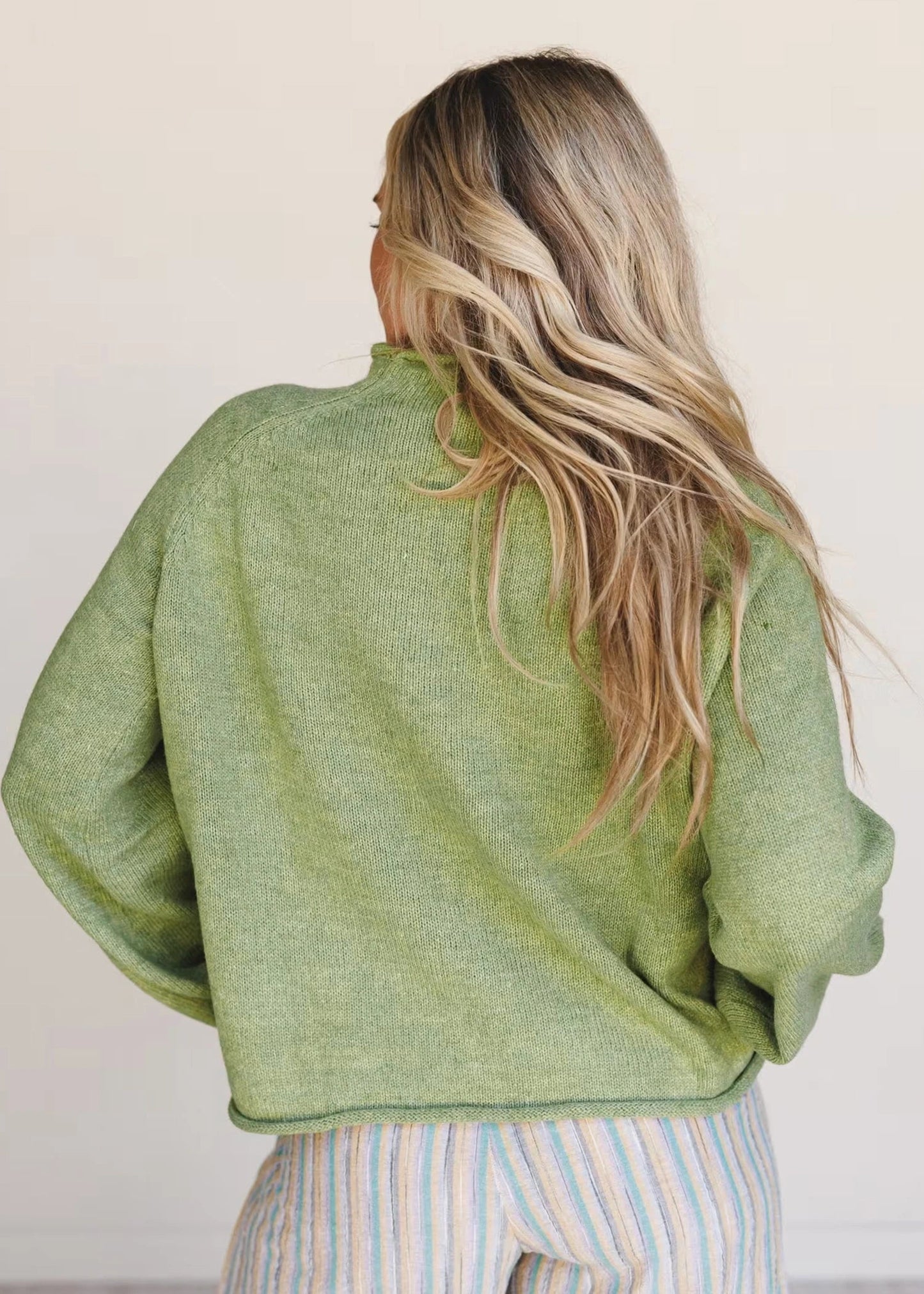 MEADOW MIST GREEN FISH KNIT SWEATER