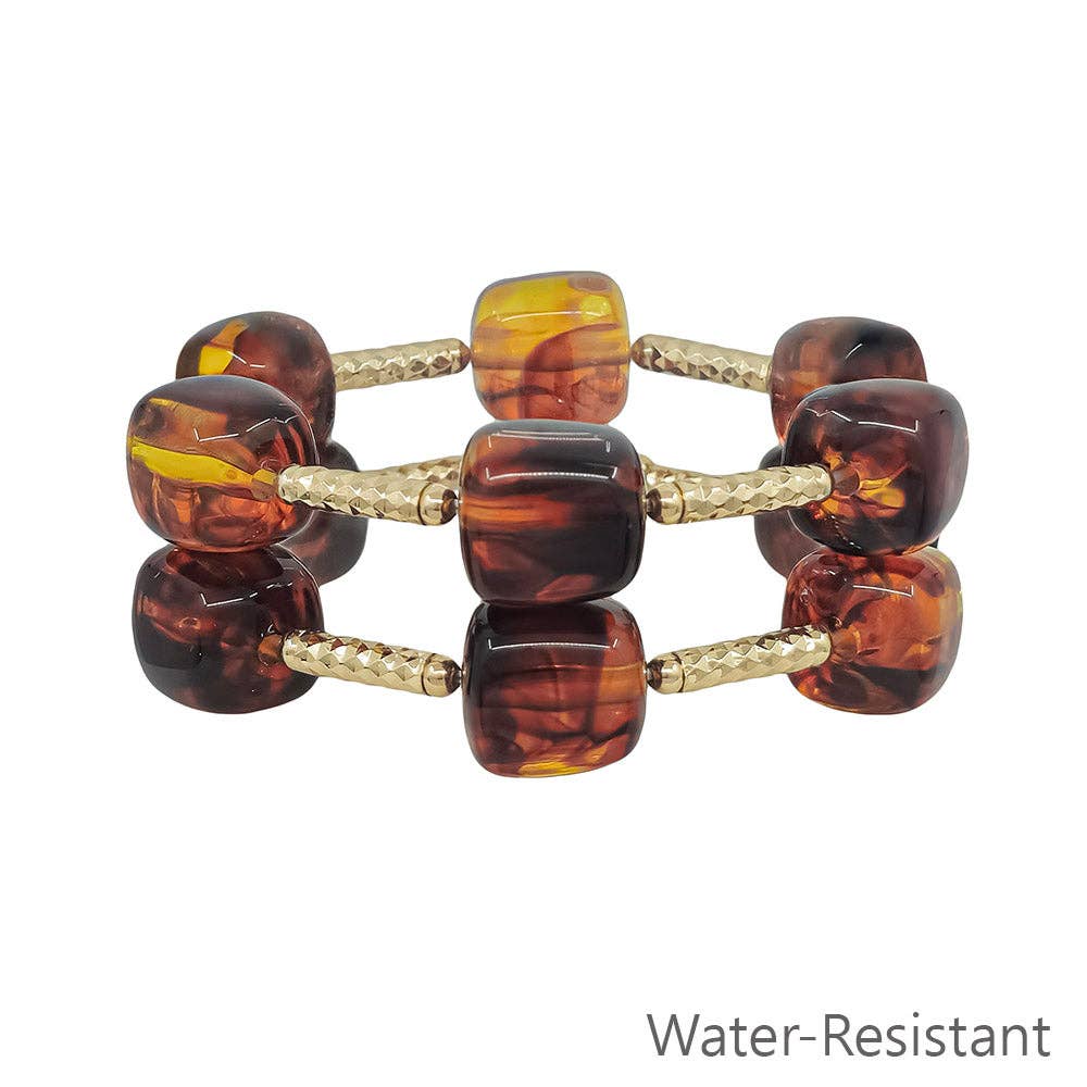 Dark Brown Beaded 16MM Beaded Stretch Bracelets