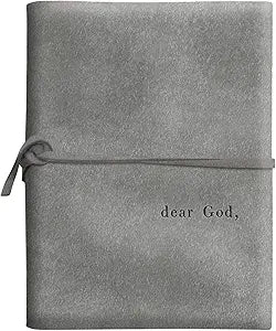 DEAR GOD JOURNAL Grey Suede Unlined Journal Face-to-Face Designs Stationary Collection, 9" x 7", Dear God