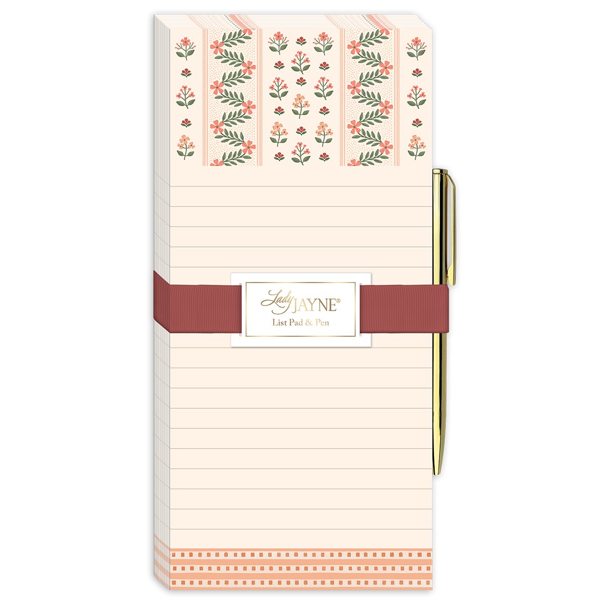 MAGNETIC LIST PAD- WILDFLOWER MEADOW CORAL STRIPE