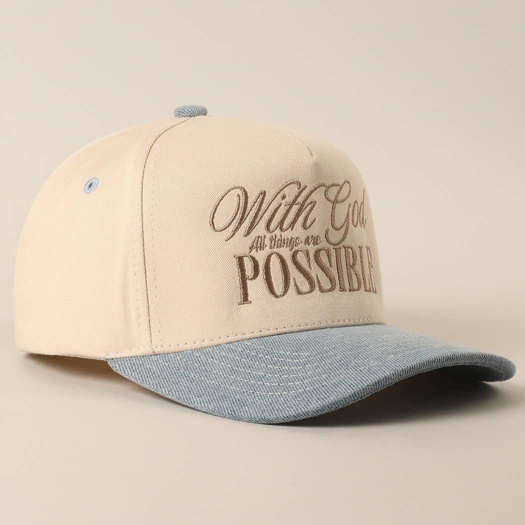 With God All Possible Embroidery Baseball Cap