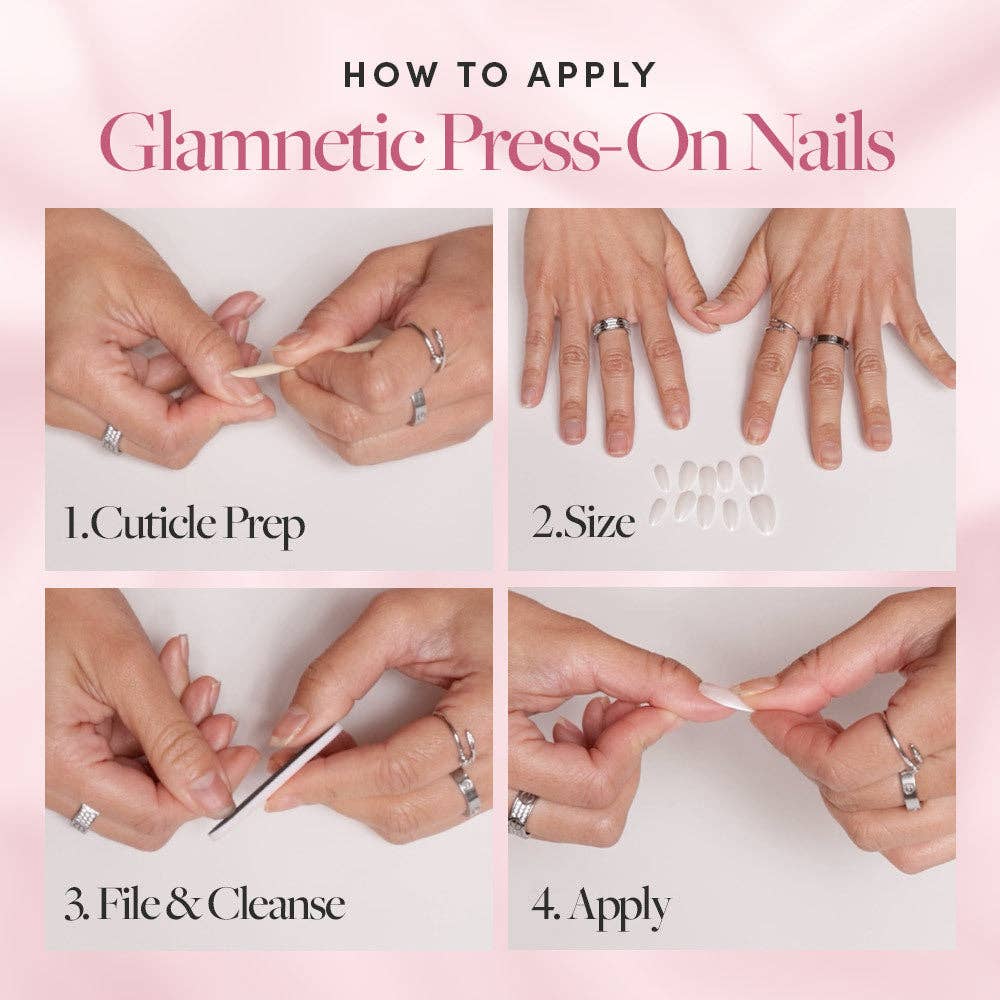 Glamnetic Pink Macaron Press-On Nails | Pink French Tip | Short Almond