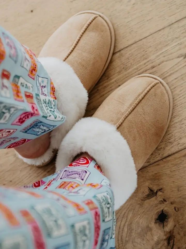 Sand Faux Fur Slip-On House Shoes