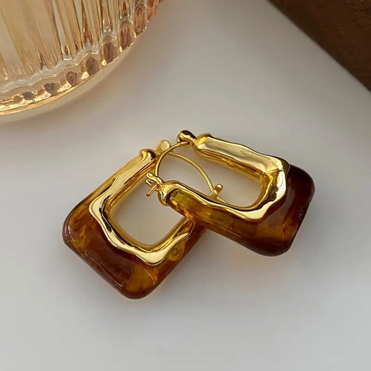 VINTAGE HOOP EARRINGS - COFFEE BROWN