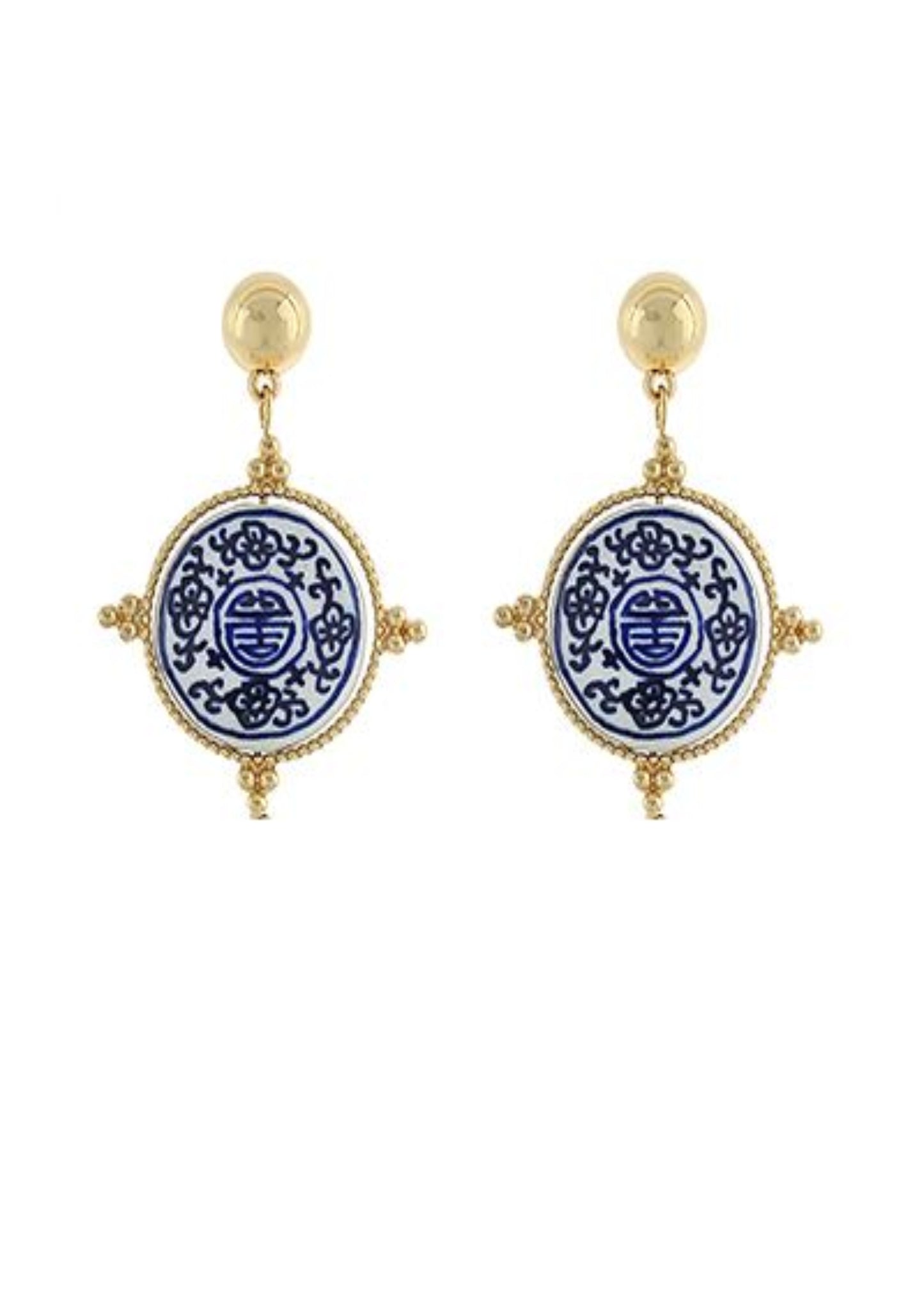 CERAMIC COIN DANGLE EARRINGS