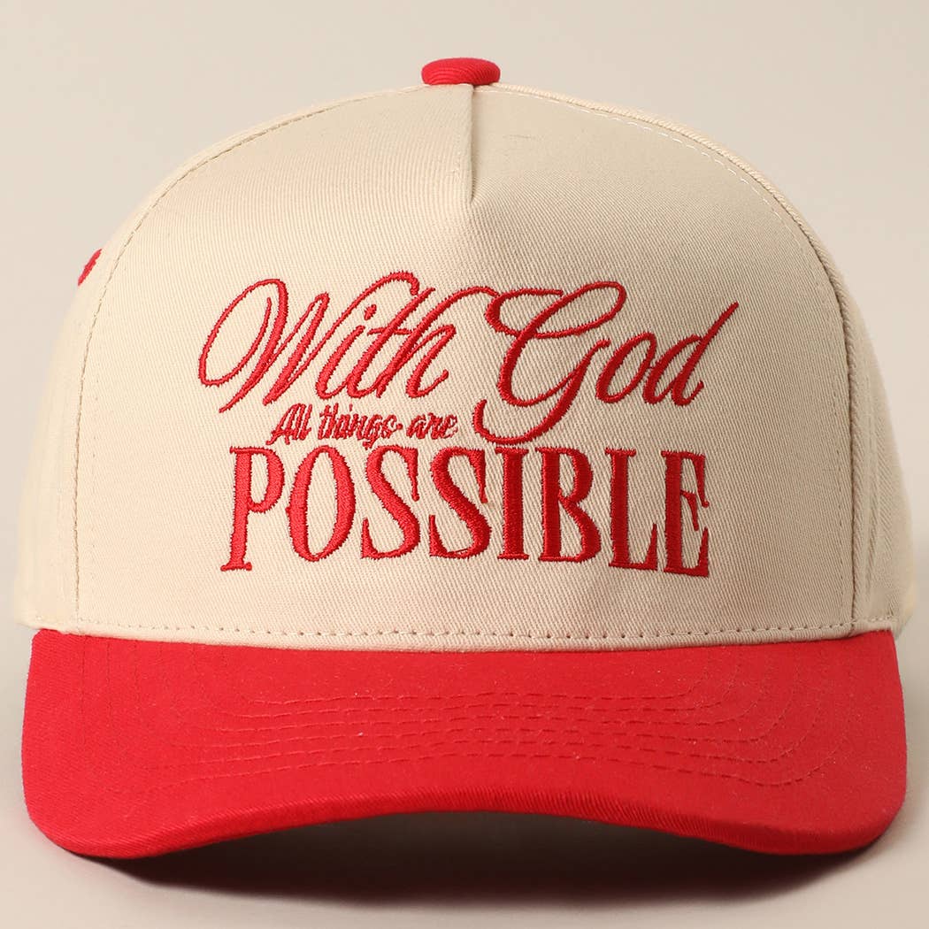 With God All Possible Embroidery Baseball Cap
