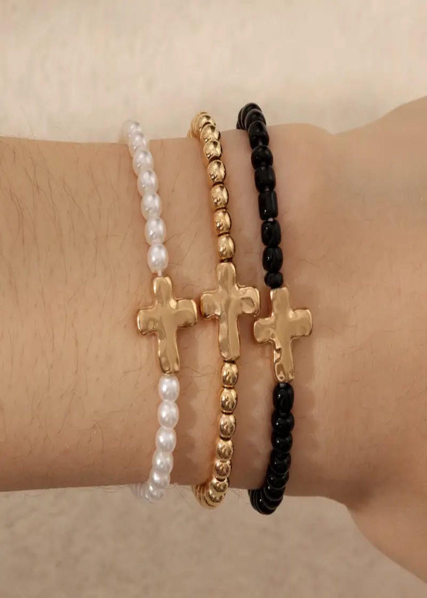 Simple Love Cross Pendant Elastic Rope Bracelets