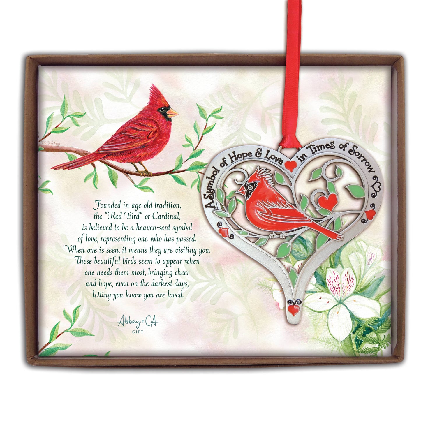 Heart & Cardinal Ornament