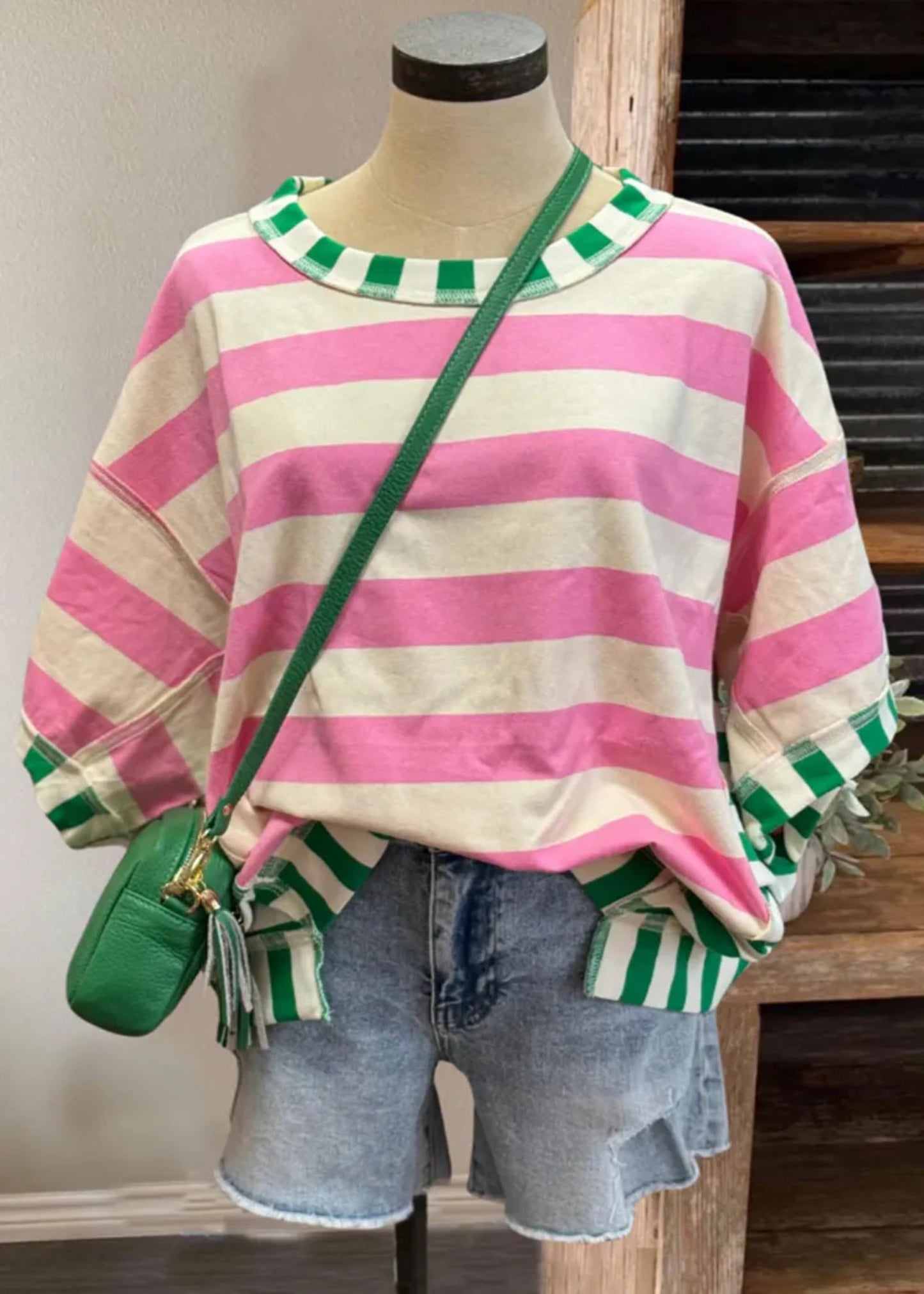 AVA GRACE TOP - PINK AND WHITE STRIPE