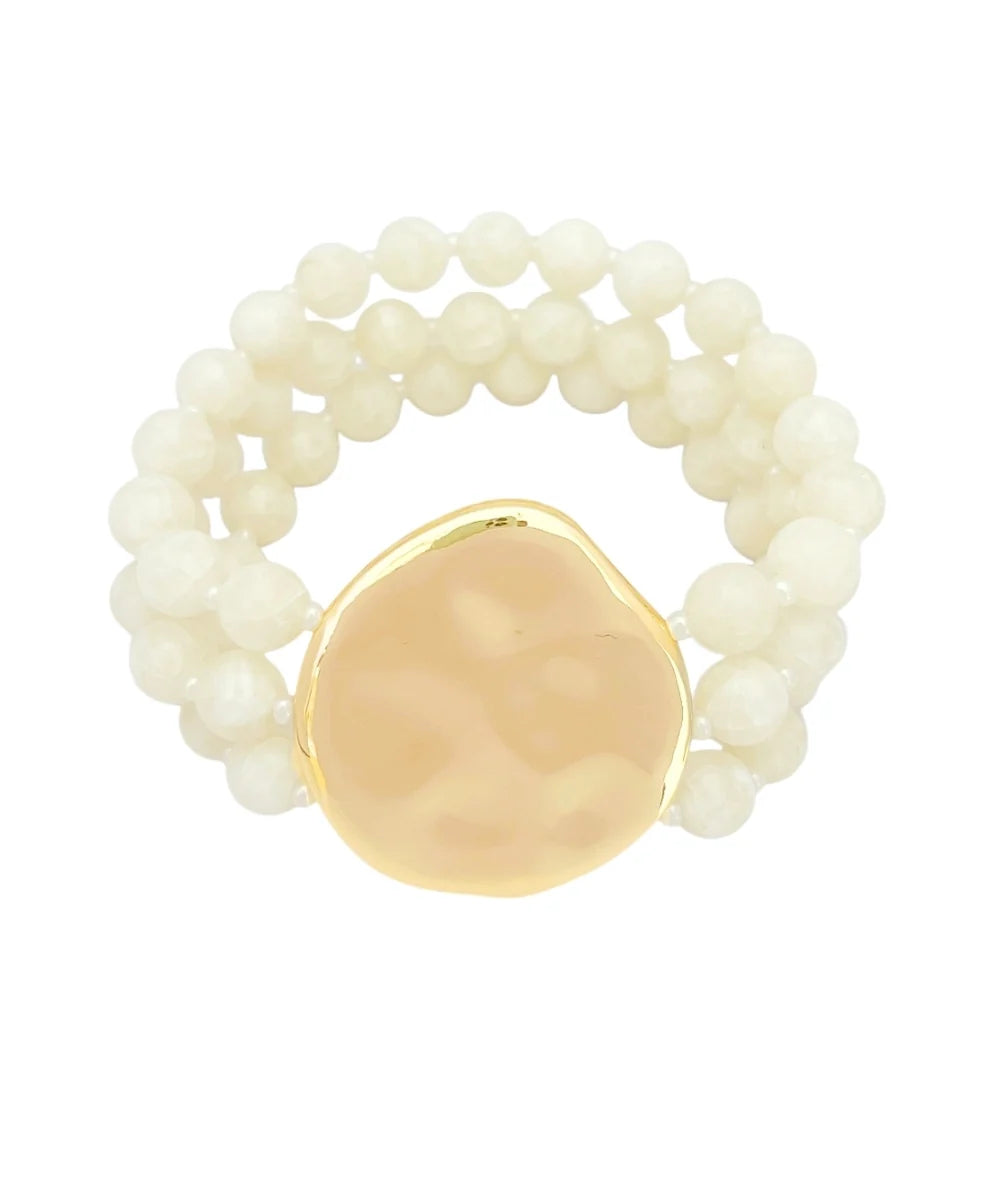 IVORY BEADED BRACELET WITH GOLD