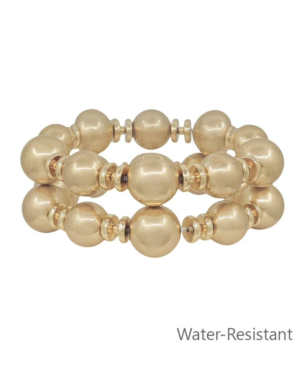 GOLD TWO ROW BEADED BRACELET