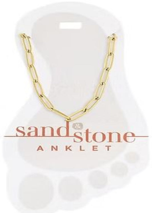 GOLD PAPERCLIP SAND & STONE ANKLET