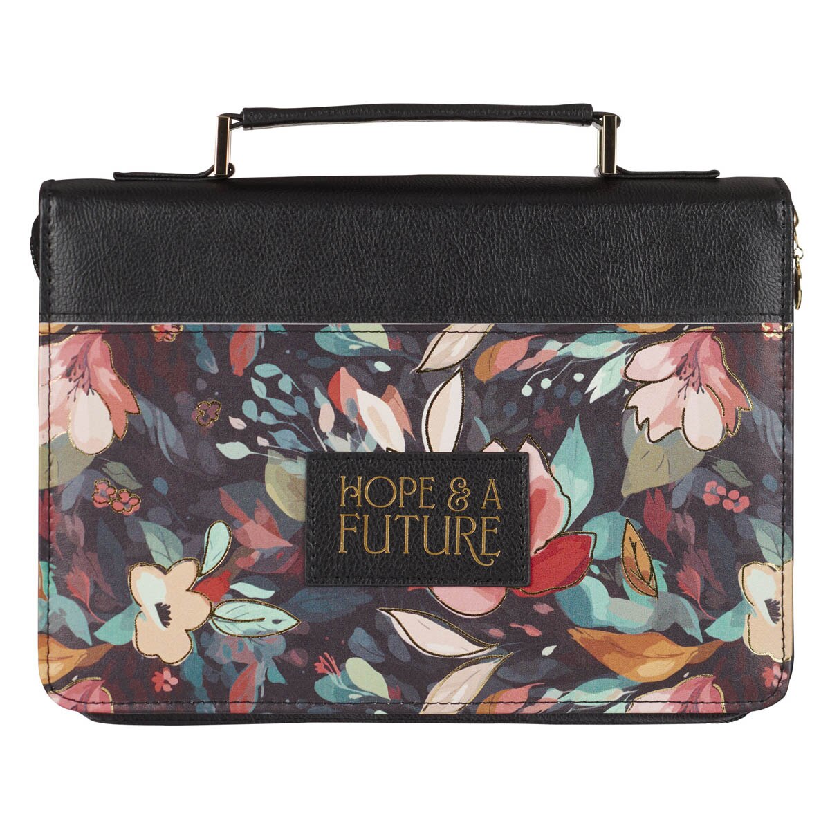 BIBLE COVER BLACK FLORAL HOPE: Jeremiah 29:11