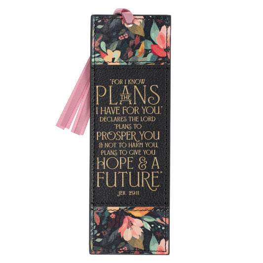 FAUX LEATHER BOOKMARK BLACK- JER. 29:11