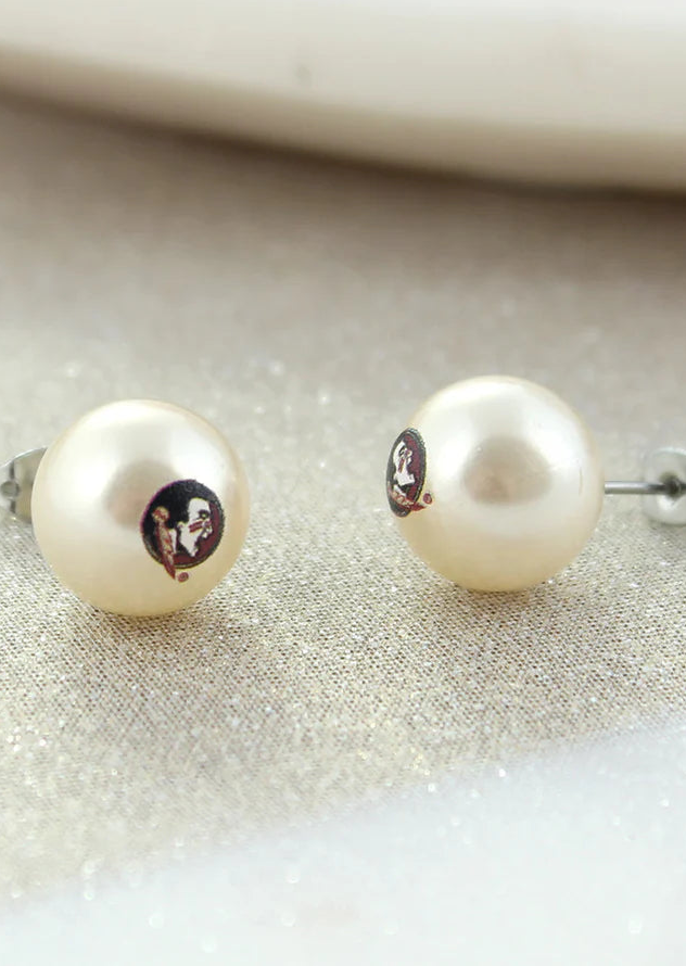FSU LOGO PEARL STUDS