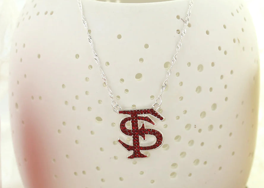 FSU CRYSTAL LOGO NECKLACE