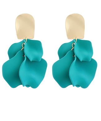 COLOR COATING PETAL EARRINGS - TEAL/GOLD