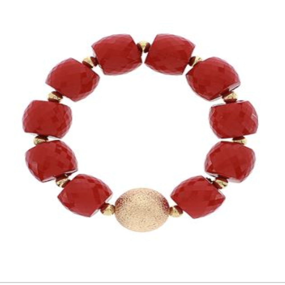 LARGE BEADED BRACELET - RED