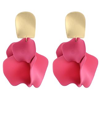 COLOR COATED PETAL EARRINGS - PINK/GOLD