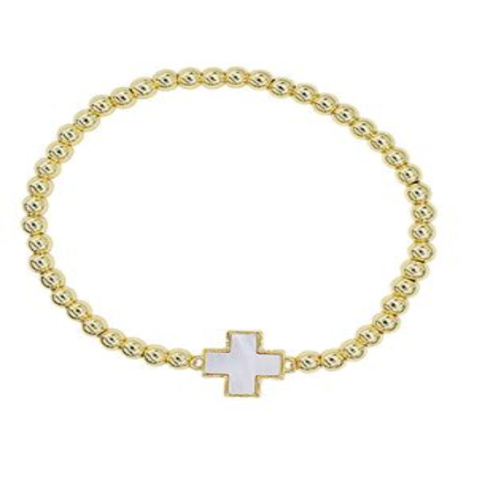 CROSS BRACELET - GOLD/CREAM