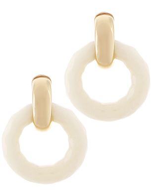 DOOR KNOCKER EARRINGS - IVORY/GOLD